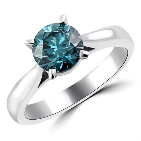 2 Carat Fancy Blue Diamond Solitaire Engagement Ring