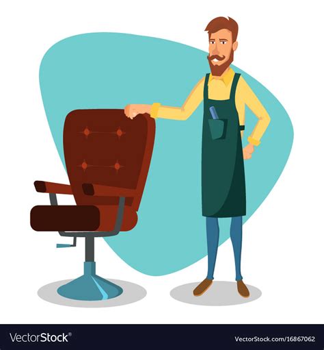 Cute Barber Cartoon Happy Hipster Barber Vector Image