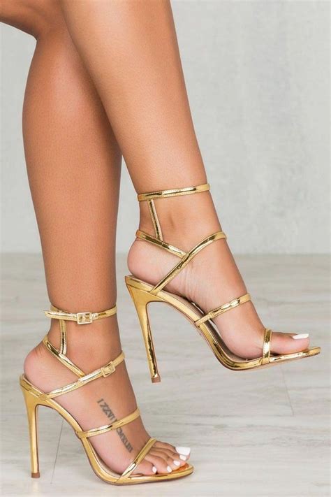 Sandals With Heels Highheelssandals Gold Strap Heels Stiletto Heels