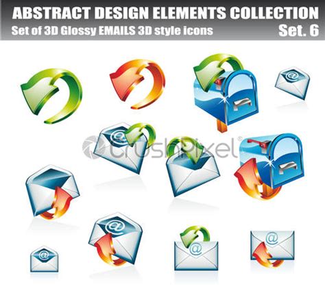 3d Emails Icon Set Stock Vector Crushpixel
