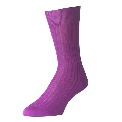 Purple Piccadilly Cotton Rib Sock Mens Country Clothing Cordings