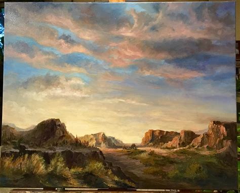 Oil Painting Of Desert Sunset Appreciate Your Feedback And Critique