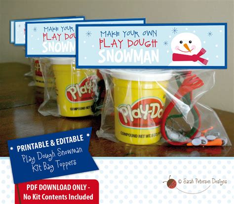 Instant Download Printable Editable Make Your Own Play Dough Snowman