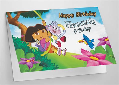Dora The Explorer Happy Birthday Card Personalised Etsy