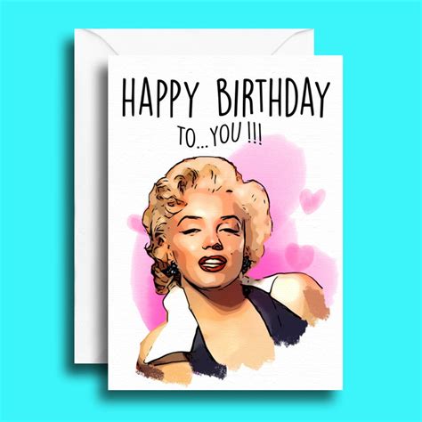 Marilyn Monroe Birthday Card Marilyn Birthday Greetings Etsy