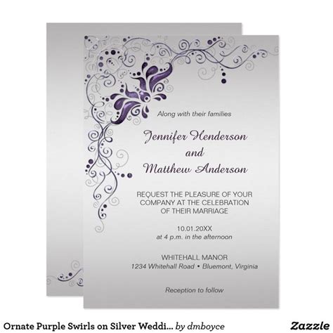 Foil Stamped Wedding Invitations Purple Wedding Invitations Wedding