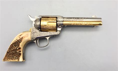 Engraved 45 Single Action Colt Revolver Western Trading