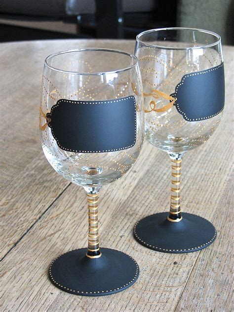Hand Painted Chalkboard Wine Glasses From Chic Chalk