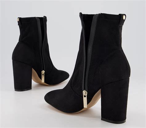 Office Aisling Stretch Block Heel Ankle Boots Black Womens Ankle Boots