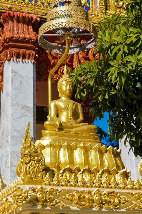 Gold Gautama Buddha Statue Monument Stock Image Image Of Monastery