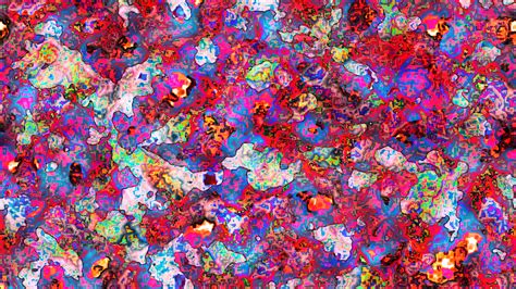 Red Blue And Yellow Floral Textile Bright Abstract Trippy Lsd Hd