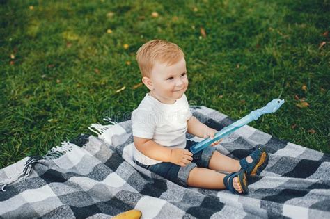 Cute Little Boy Playing In A Park Stock Image Image Of Lifestyle