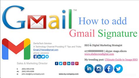 How To Create A Gmail Email Signature With Image Logo Youtube Images