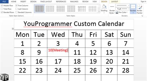 How To Make A Calendar In Word Document Youprogrammer