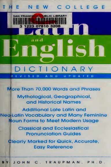 The Bantam New College Latin And English Dictionary 3rd Edition Tủ Sách