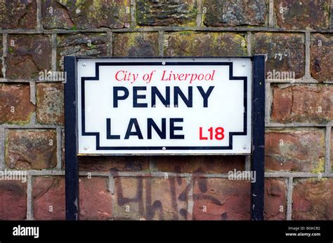 Penny Lane Road Sign In Liverpool Merseyside Uk2020 Saw Source Of