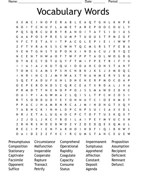 Vocabulary Words Word Search Wordmint