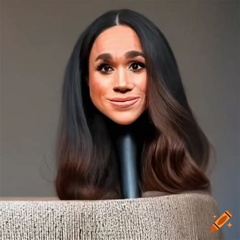 Realistic Styling Head Of Meghan Markle With Long Hair On Craiyon