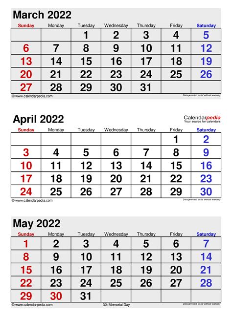 March And April 2022 Calendar Printable Printable Word Searches