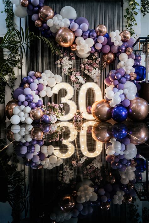 Rose Gold Purple White Balloon Garland Birthday Party Decorations