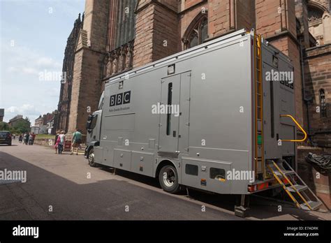 The Bbcs Radio Outside Broadcast Vehicle Near Lichfield Cathedral In