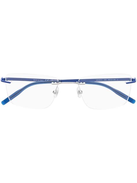 Montblanc Rectangle Shape Frameless Glasses In Blau Modesens