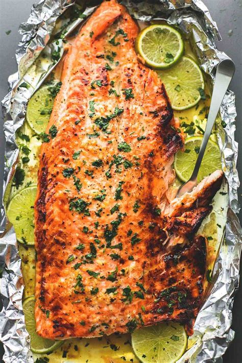 Switch oven to broil and cook another 5 minutes. Baked Honey Cilantro Lime Salmon in Foil @lecremedelacrumb ...