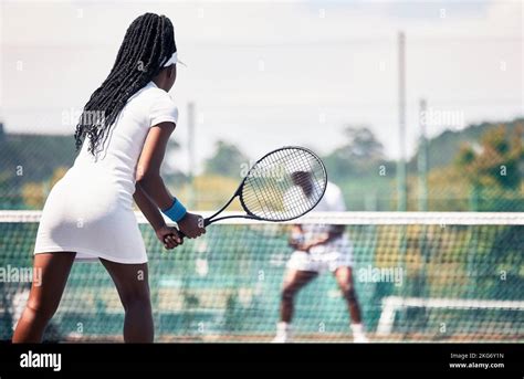 Tennis Team Game And African Couple Workout Competition Sports