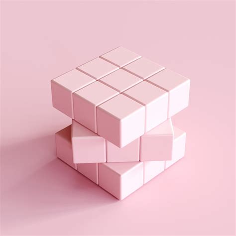 Light Pink Rubiks Cube On Light Pink Background Minimal Concept Idea