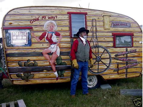 Vintage Painted Cowgirl Western Shasta Trailer