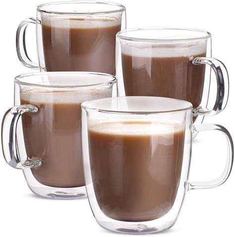 Cups Mugs And Saucers Clear Glasses With Handle Double Walled Glass Coffee Mugs Glass Mug With