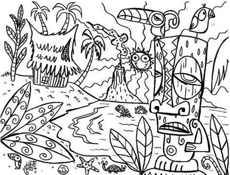 Our state of hawaii coloring pages are literacy builders, too! The mythical Hawaiian tiki mask coloring page | Fun ...