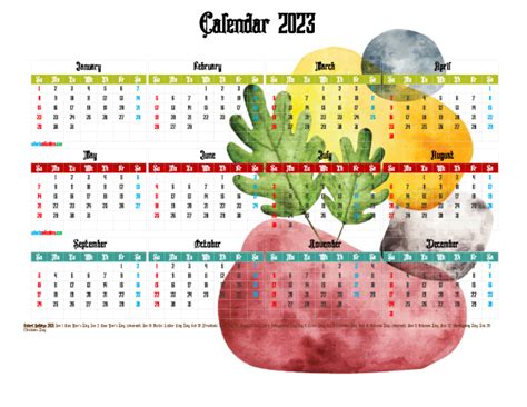 2023 Calendar With Holidays Free Printable 12 Templates Watercolor Zohal