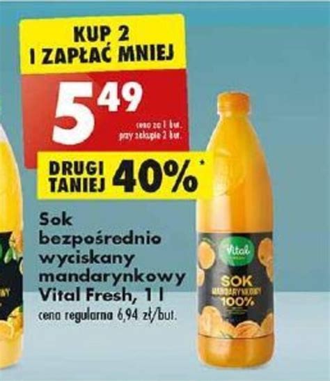 Promocja Vital Fresh Sok Bezpośrednio Wyciskany Mandarynkowy 1l W Biedronka