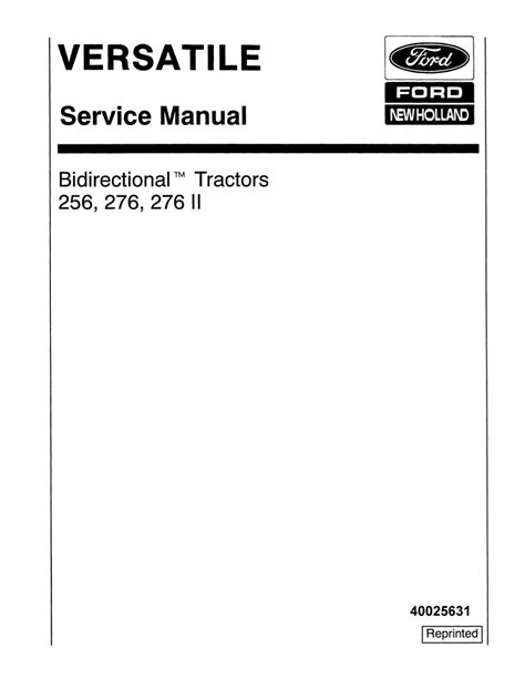 Ford Versatile 276 Ii Bidirectional Tractor Service Repair Manual