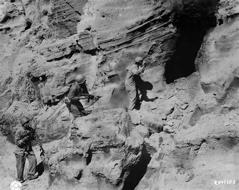 Infantrymen And Marine Clear Japanese Cave On Iwo Jima World War Photos