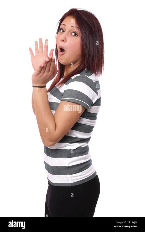 Excited Young Woman Clapping Hands Stock Photo Alamy