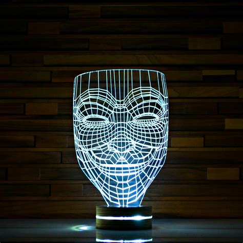 Anonymous Mask 3d Led Lamp Artisticlamps Touch Of Modern