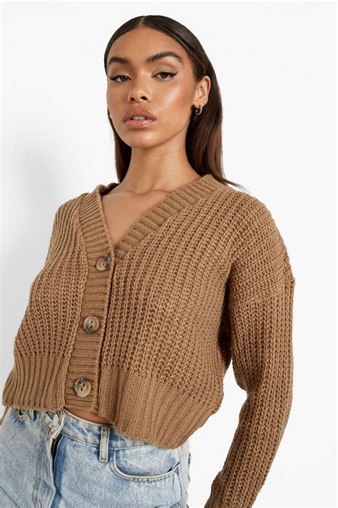 Chunky Knit Crop Cardigan Boohoo