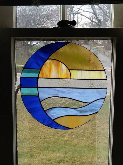 Stained Glass Window Panel Is Created Using Cobalt Blue Royal Blue