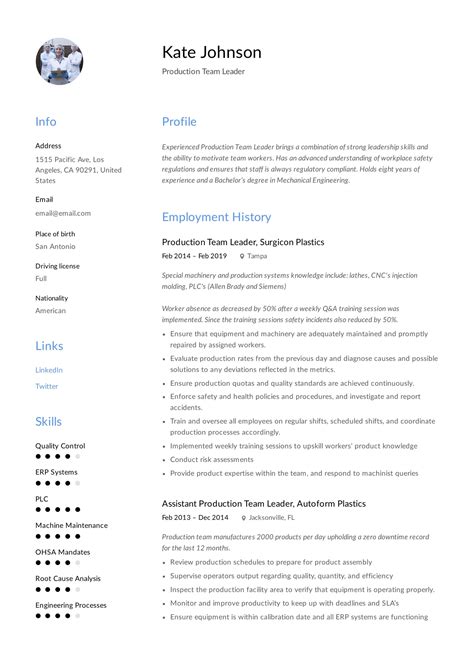 They're also most often among the more influential people within an organization. Production Team Leader Resume Writing Guide - Resumeviking.com
