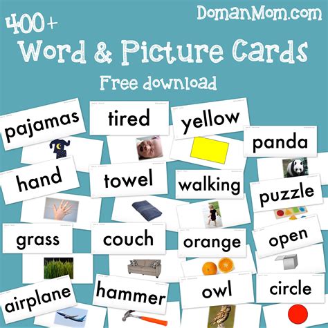 Teach Your Baby To Read Word And Picture Cards Doman Inspired