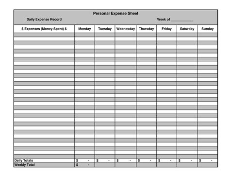 Personal Expense Templates At