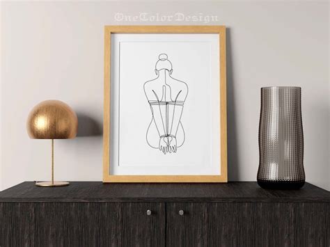 Printable Minimalist Erotic Poster Roped Submissive Woman Silhouette Fetish Abstract Print