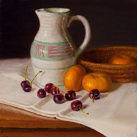 Wang Fine Art Still Life With Cherries And Tangerine