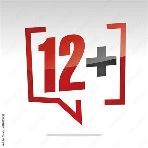 Twelve 12 Plus Sign In Brackets Speech Red White Isolated Sticker Icon