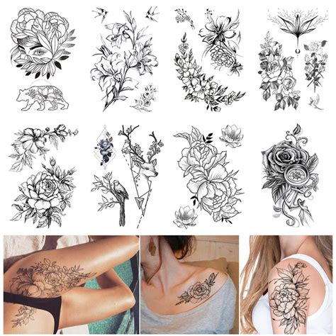 Buy Large Realistic Flower Temporary Tattoos For Women Adults Girls