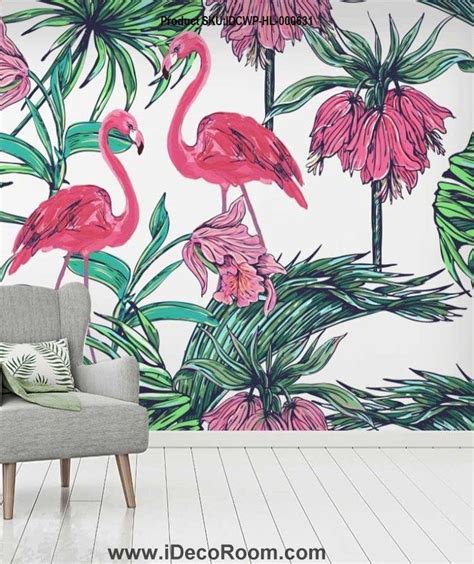 Flamingo Leaves Tropical Rainforest Wallpaper Wall Murals Idcwp Hl