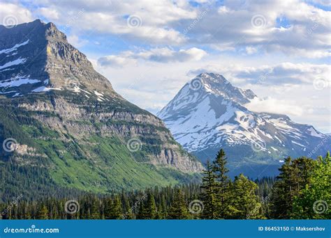 Rocky Mountain In Glacier National Park Montana Usa Stock Photo