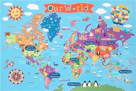 Laminated World Map Hopscotch Childrens Store